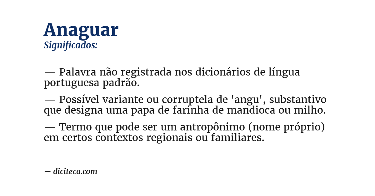 Significado de anaguar