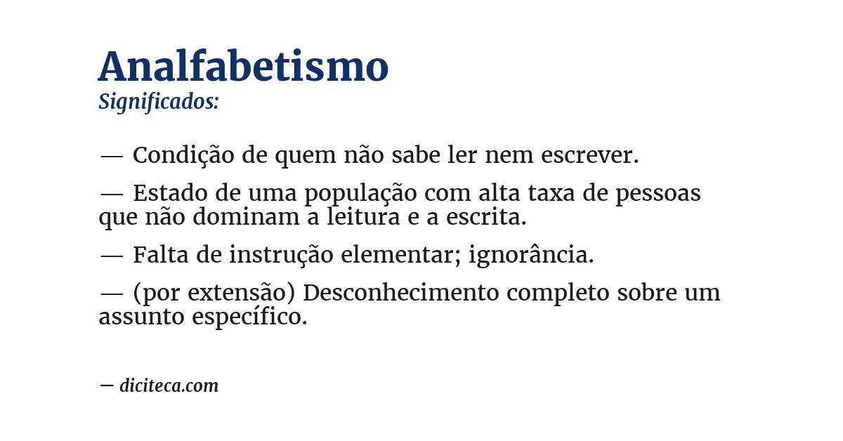 Significado de analfabetismo