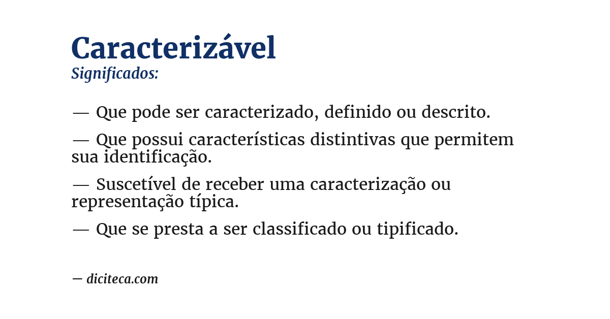 Significado de caracterizável