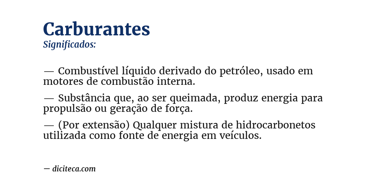 Significado de carburantes