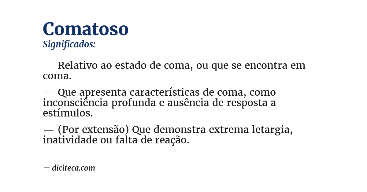 Significado de comatoso