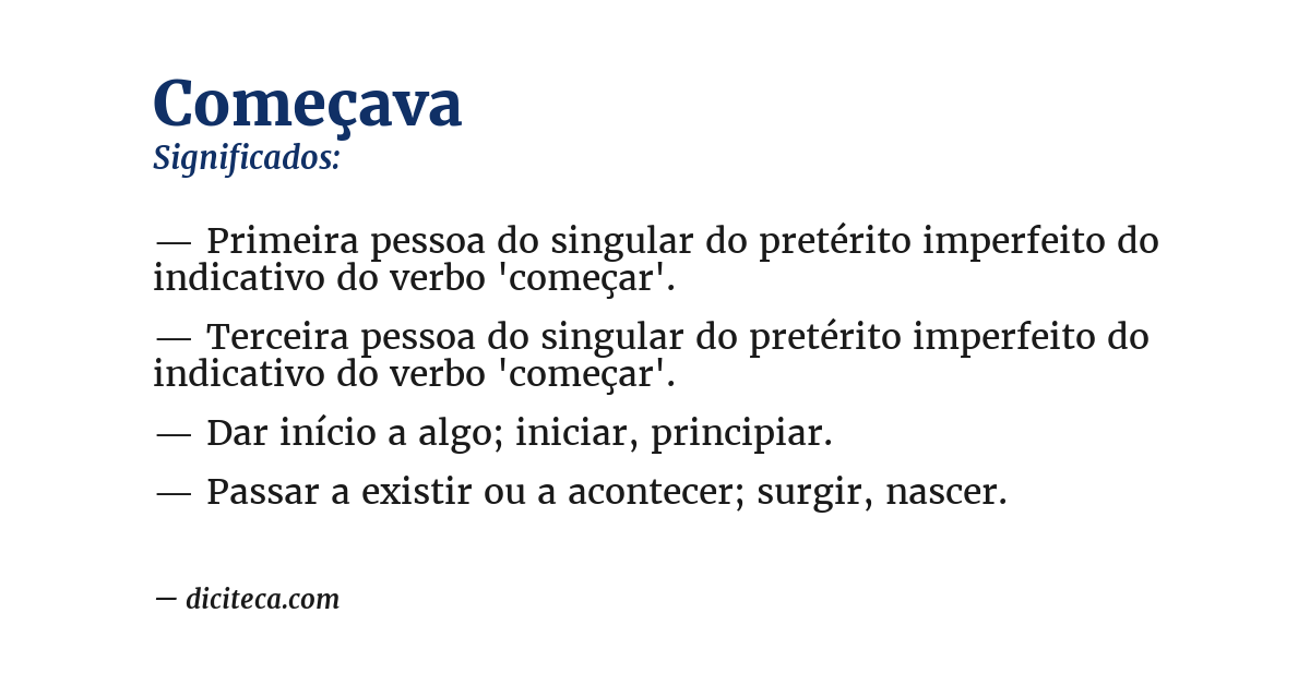 Significado de começava