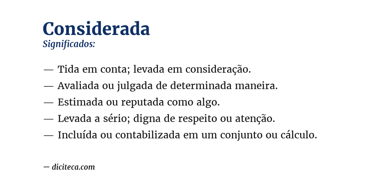 Significado de considerada