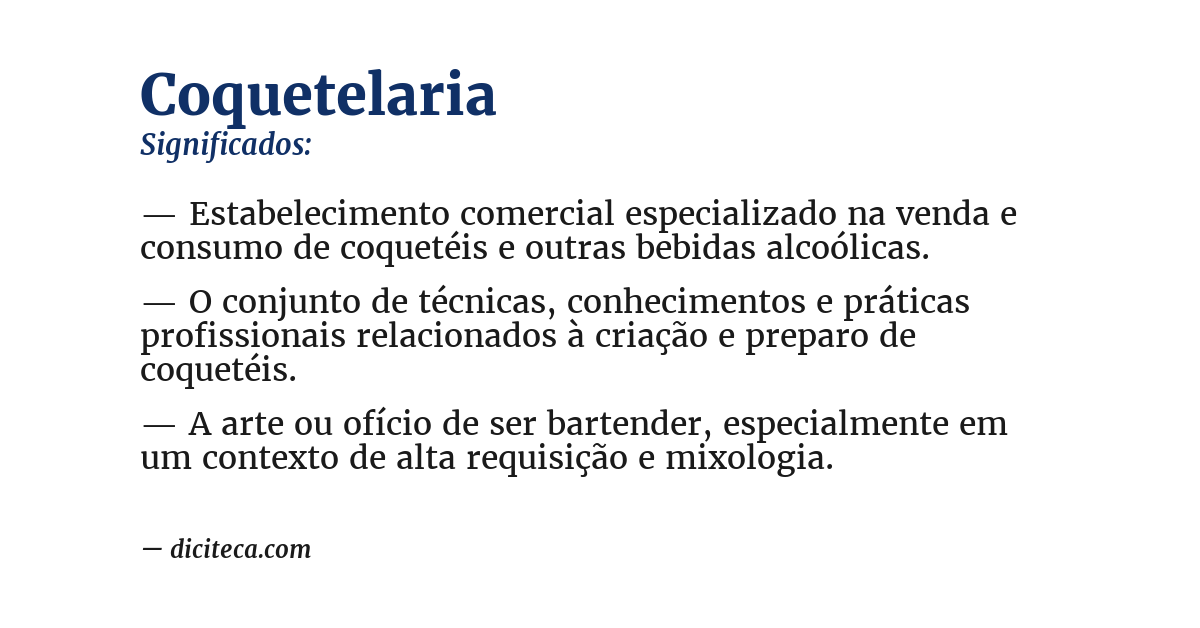 Significado de coquetelaria