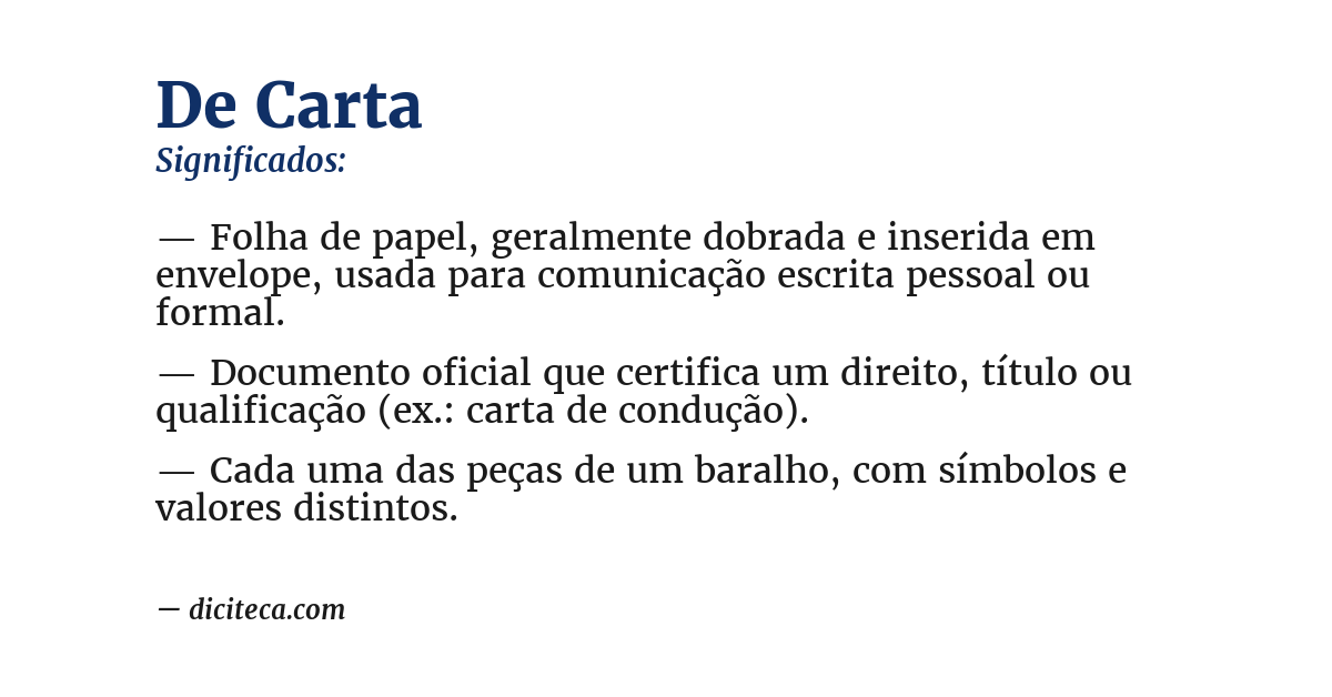 Significado de de carta