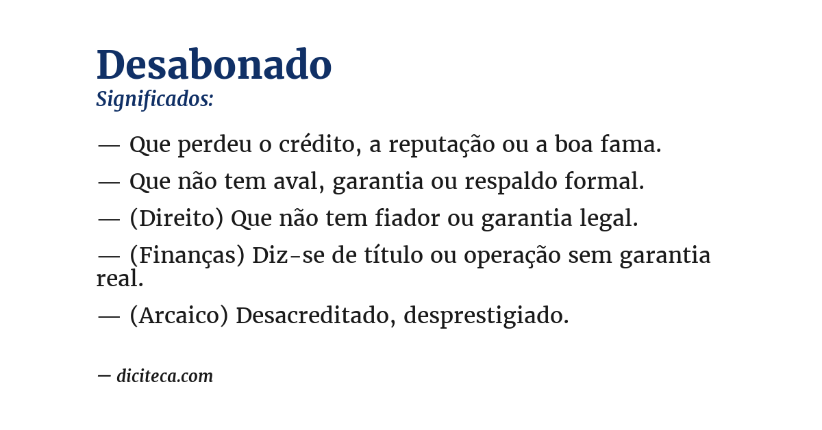 Significado de desabonado