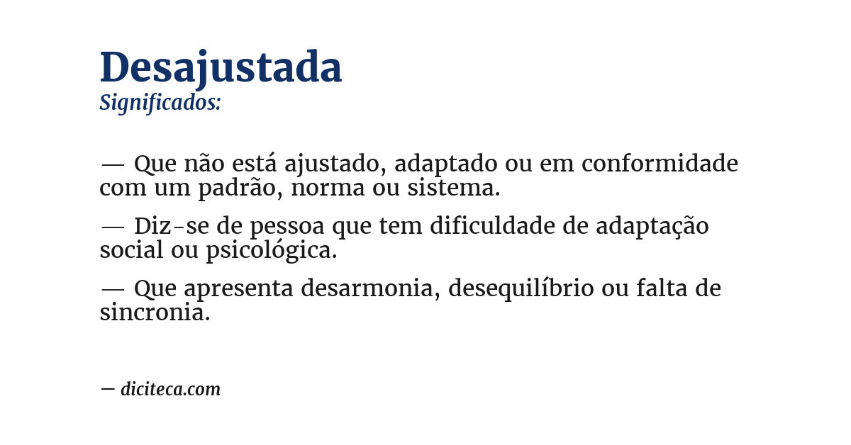 Significado de desajustada