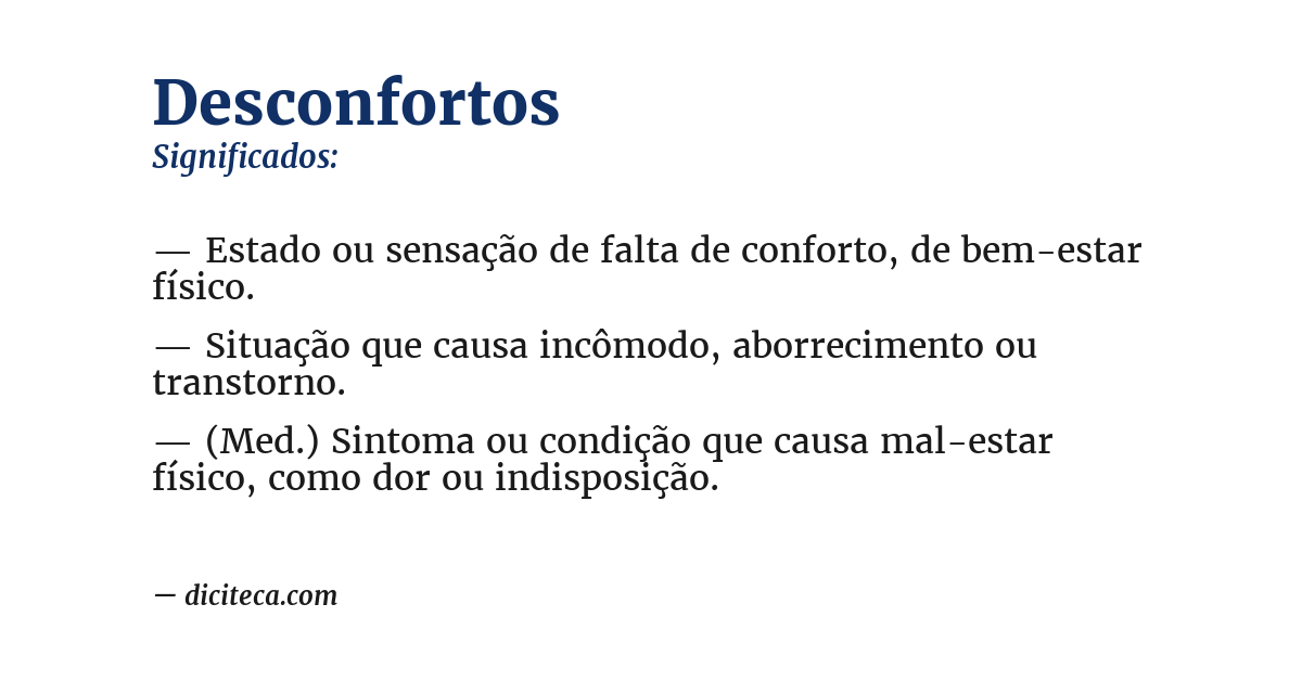 Significado de desconfortos