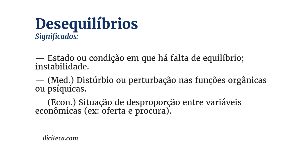Significado de desequilíbrios