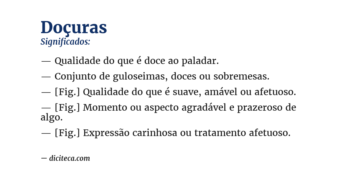 Significado de doçuras