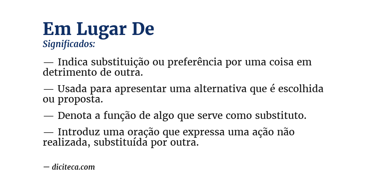 Significado de em lugar de