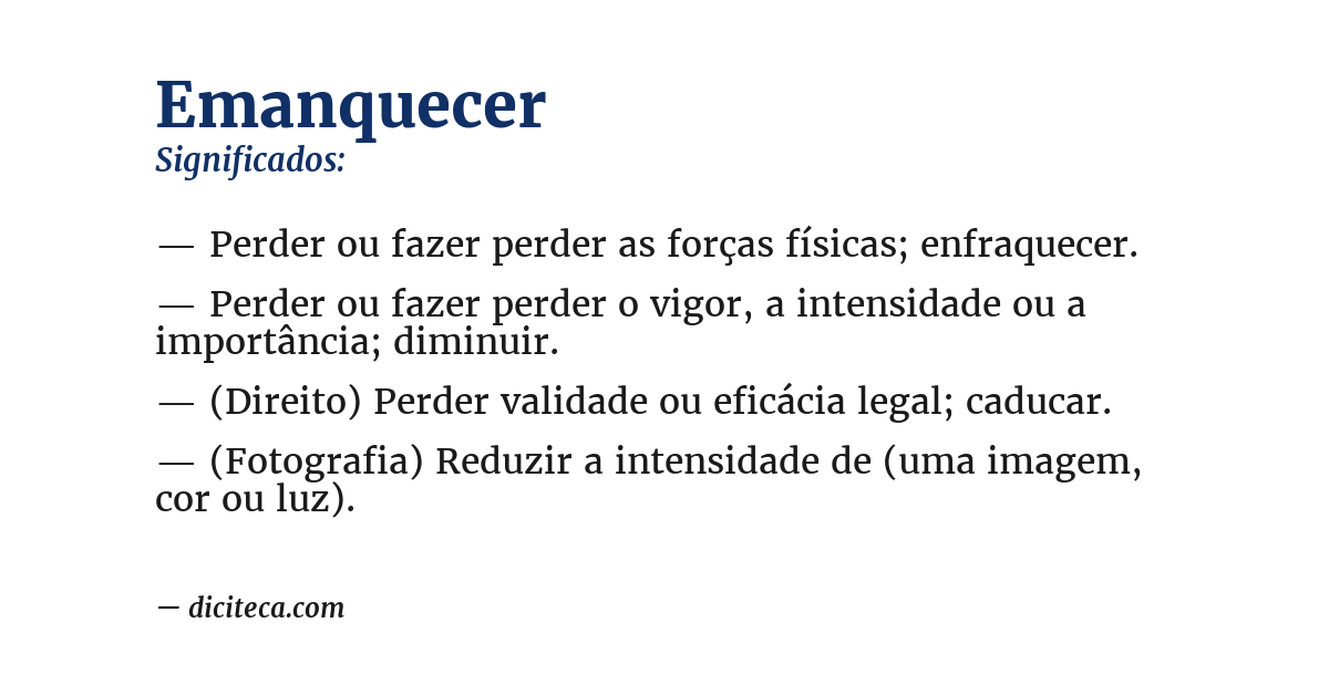 Significado de emanquecer