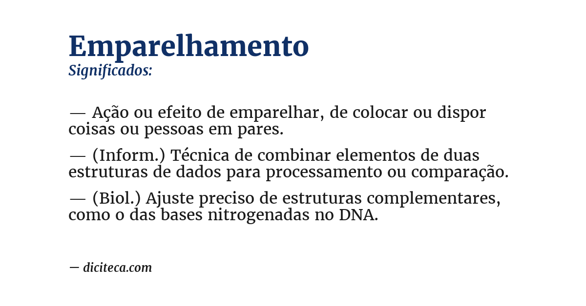 Significado de emparelhamento