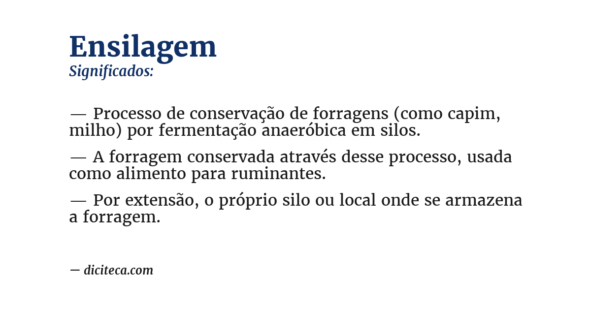 Significado de ensilagem
