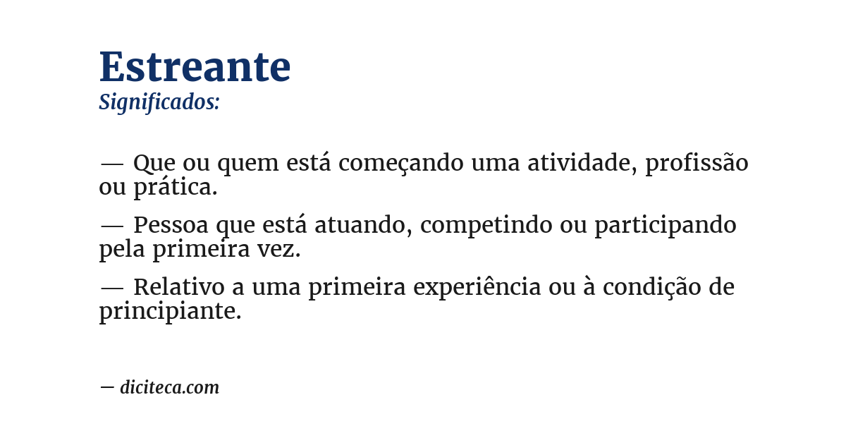 Significado de estreante