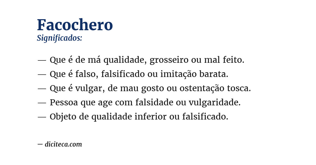 Significado de facochero