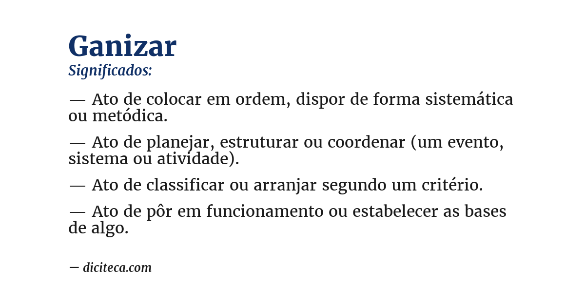 Significado de ganizar