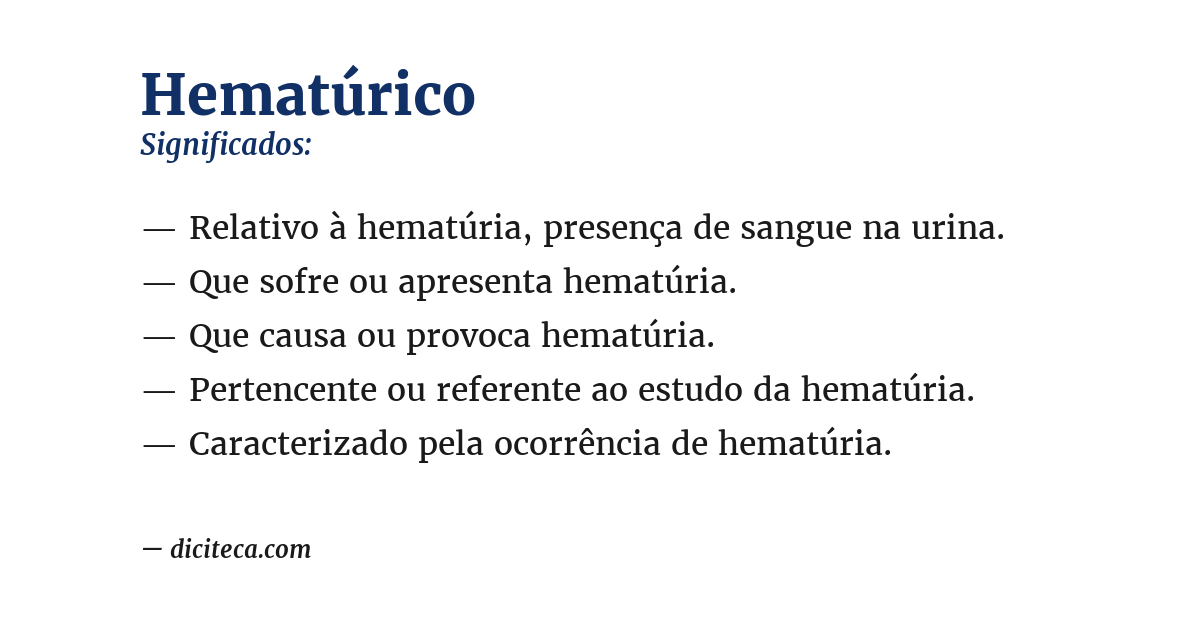 Significado de hematúrico
