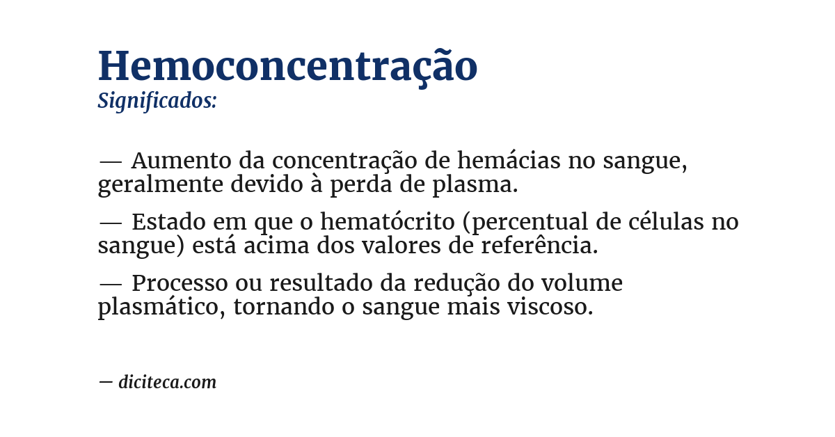 Significado de hemoconcentração