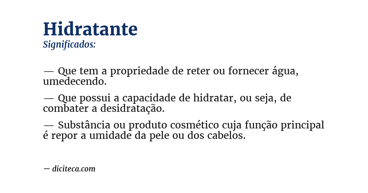 Significado de hidratante