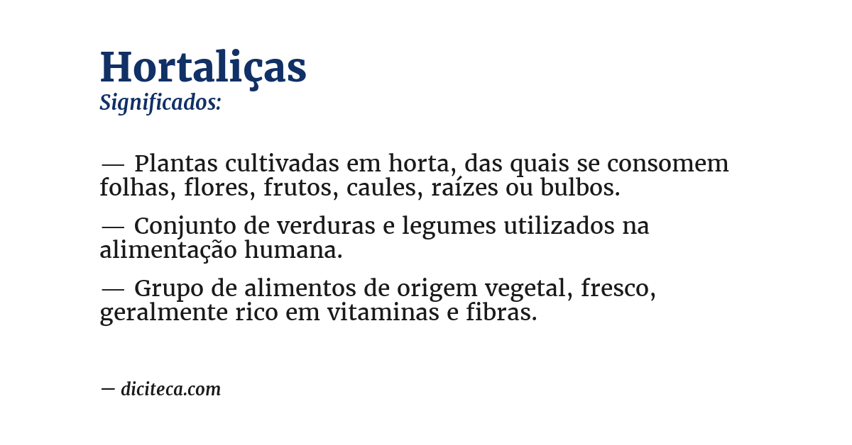 Significado de hortaliças