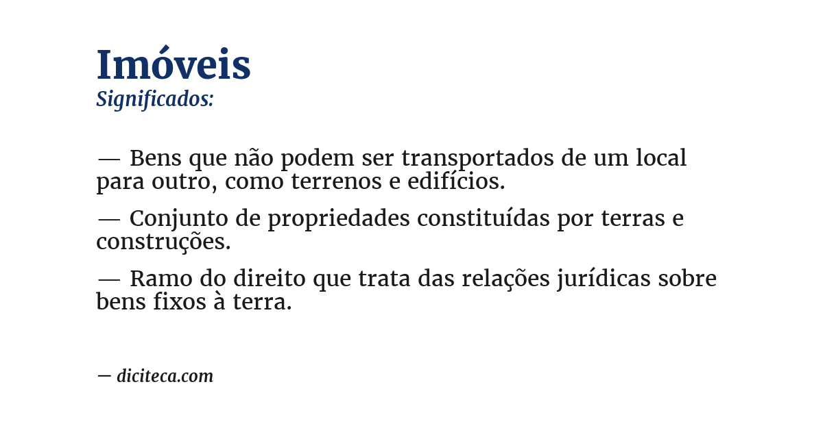 Significado de imóveis