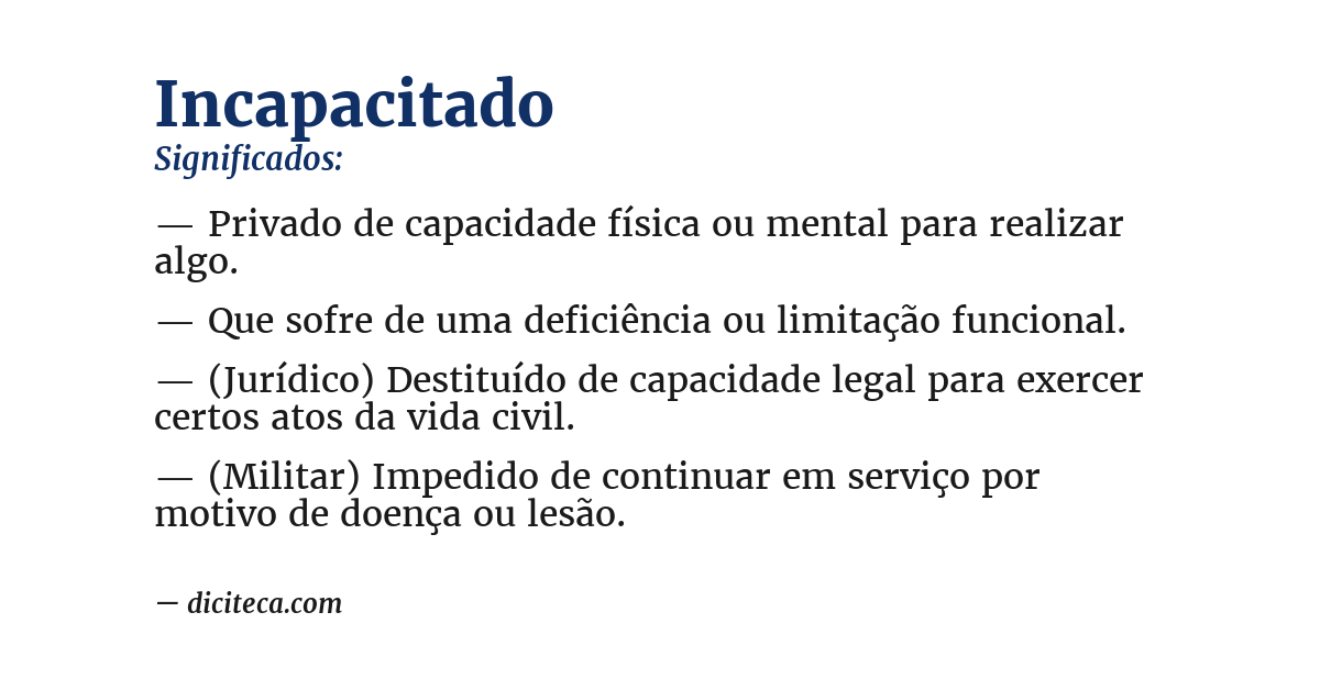 Significado de incapacitado