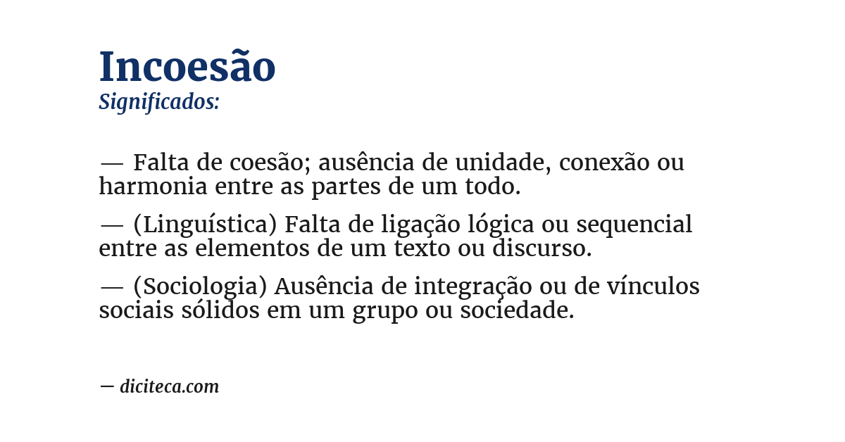 Significado de incoesão