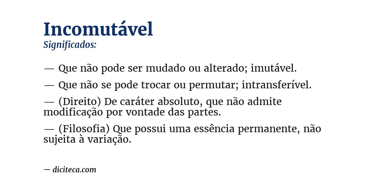 Significado de incomutável