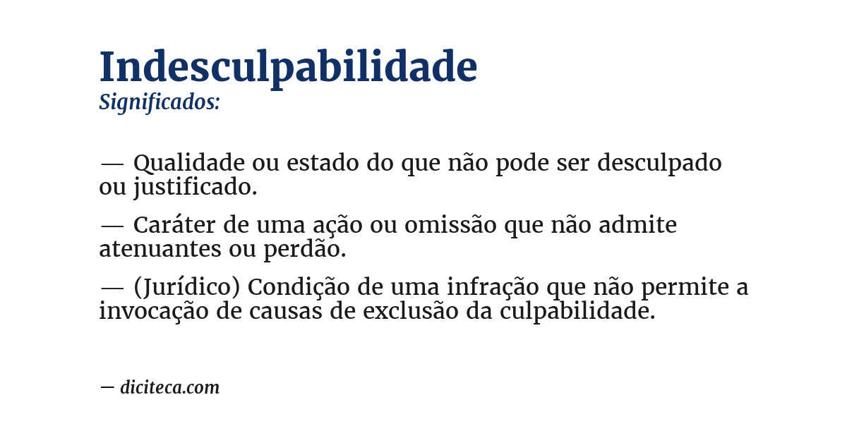 Significado de indesculpabilidade