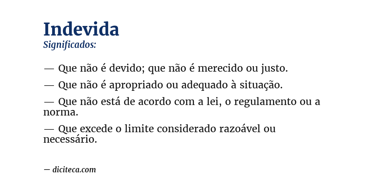 Significado de indevida