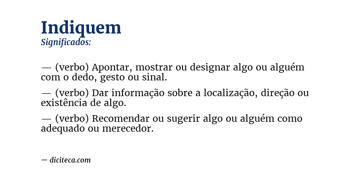 Significado de indiquem