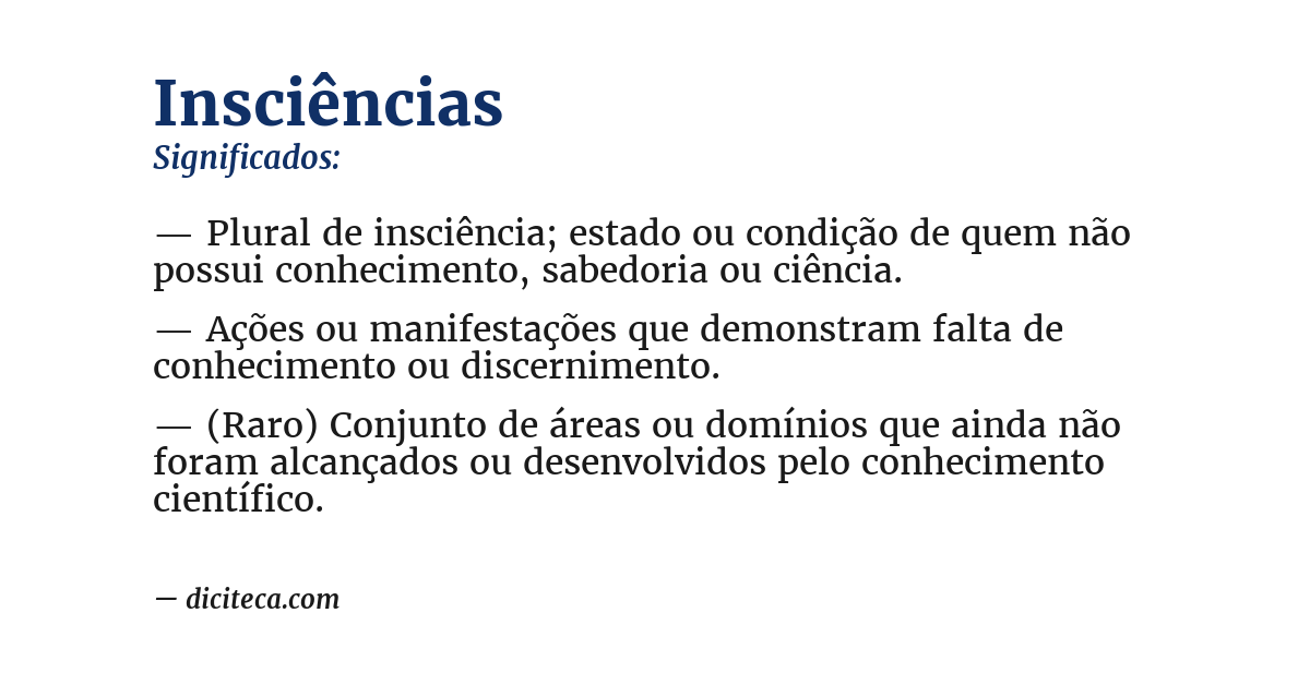 Significado de insciências