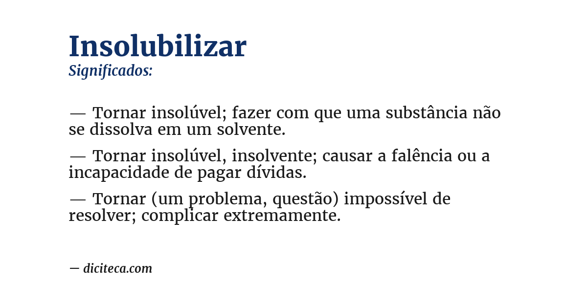 Significado de insolubilizar