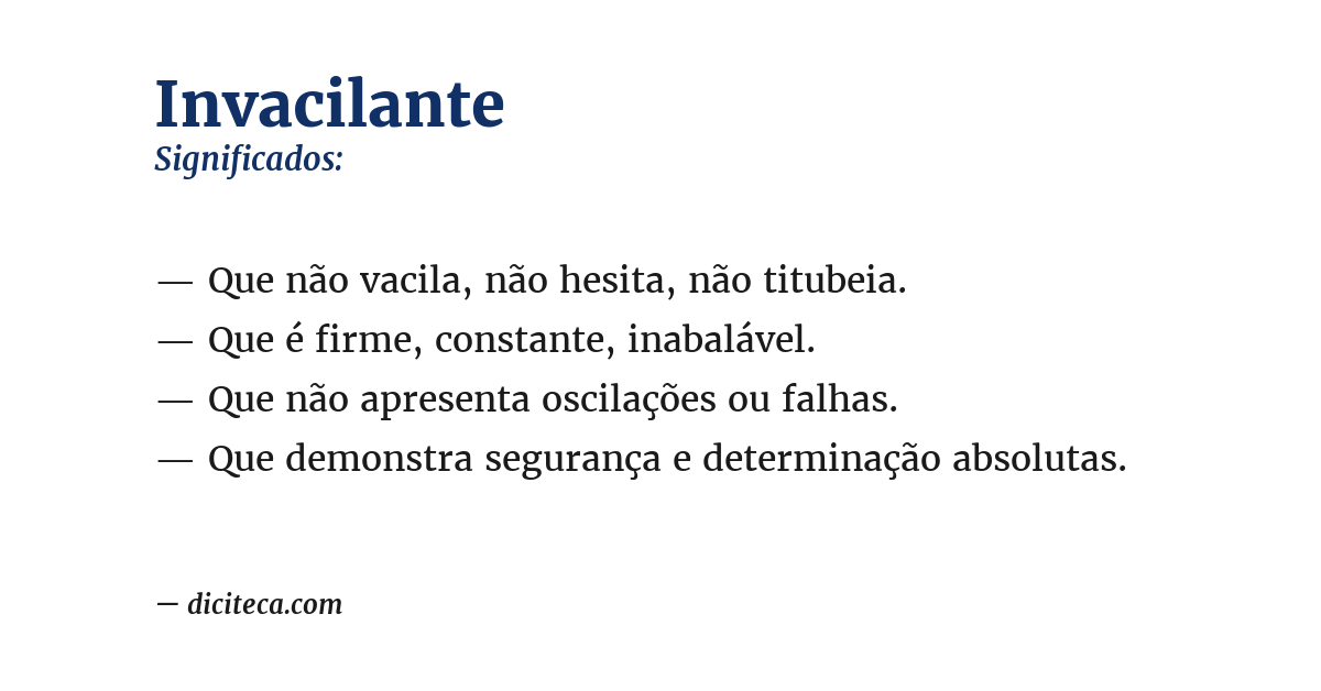 Significado de invacilante