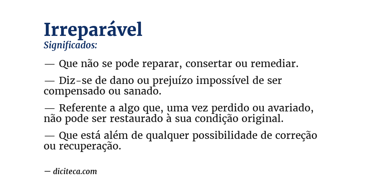 Significado de irreparável