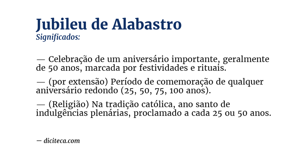 Significado de jubileu de alabastro
