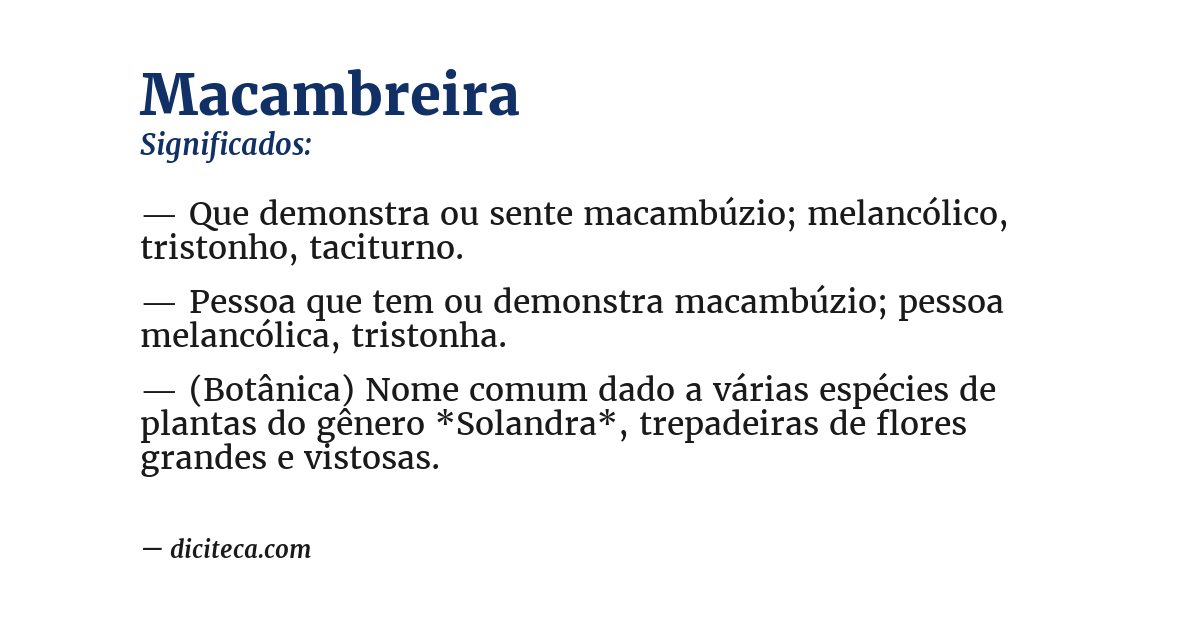 Significado de macambreira