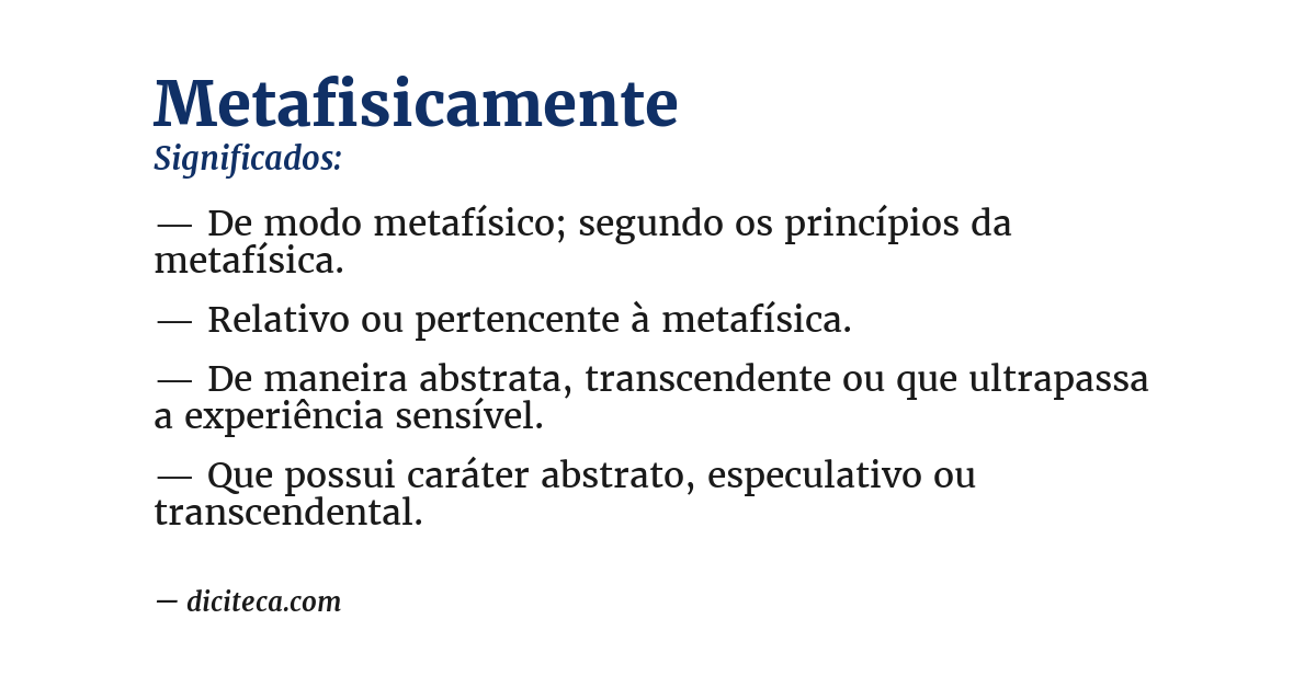 Significado de metafisicamente