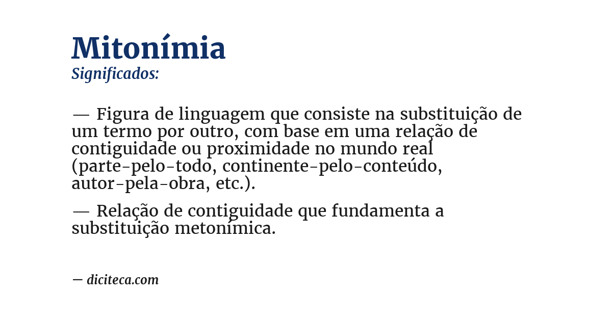Significado de mitonímia