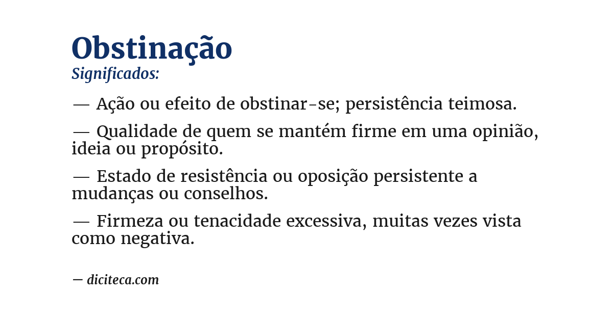 Significado de obstinação