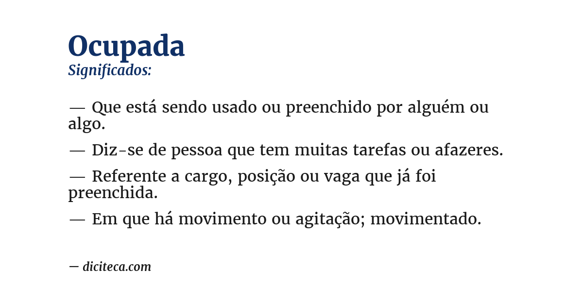 Significado de ocupada