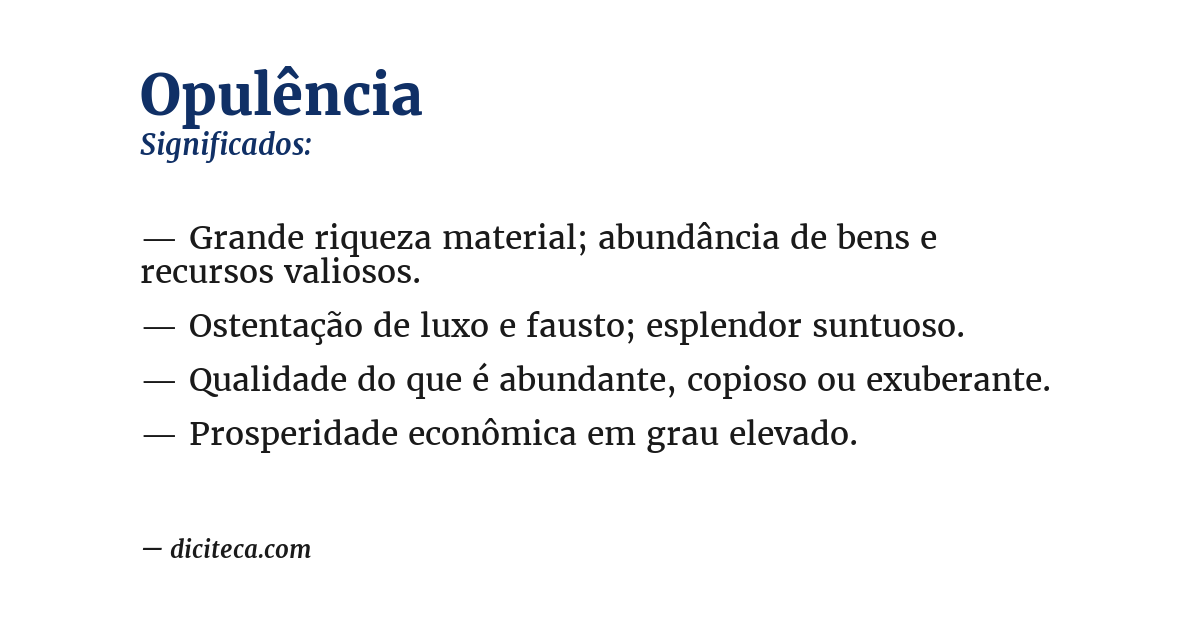 Significado de opulência