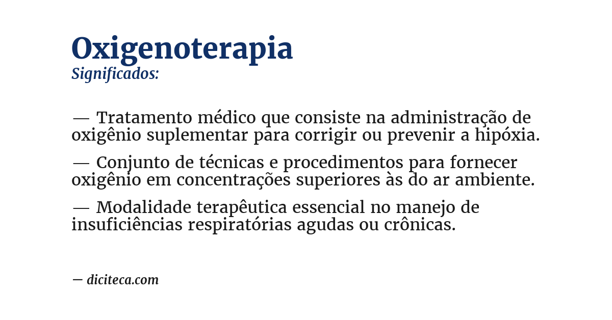 Significado de oxigenoterapia