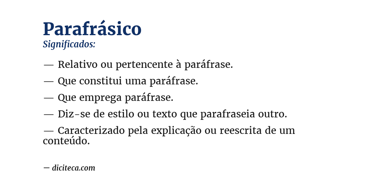 Significado de parafrásico