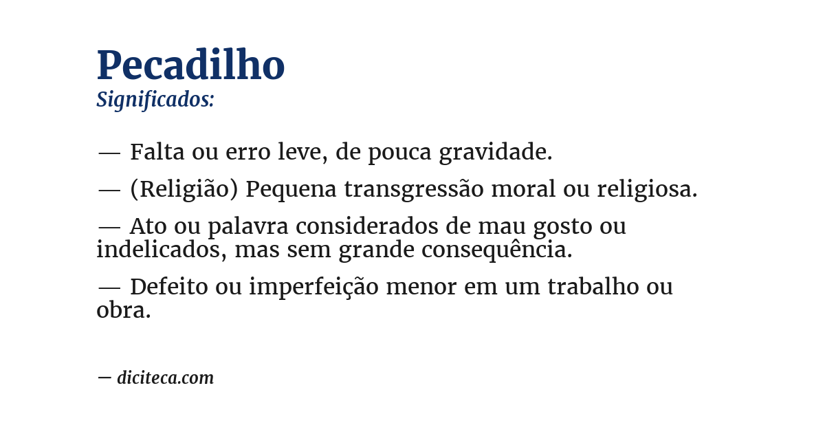 Significado de pecadilho