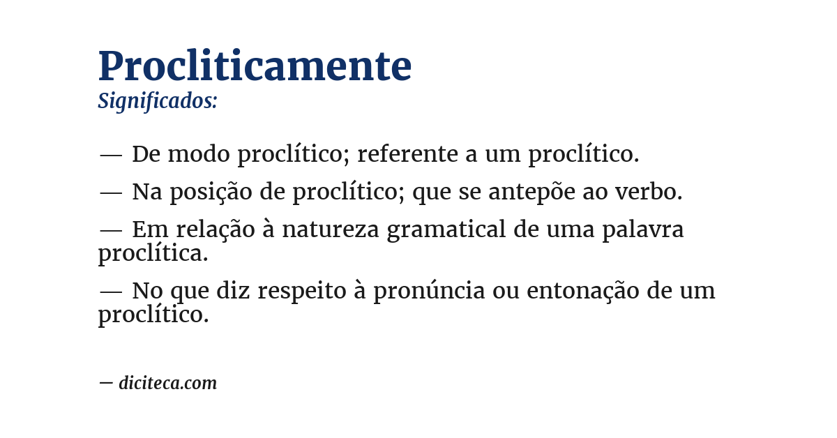 Significado de procliticamente