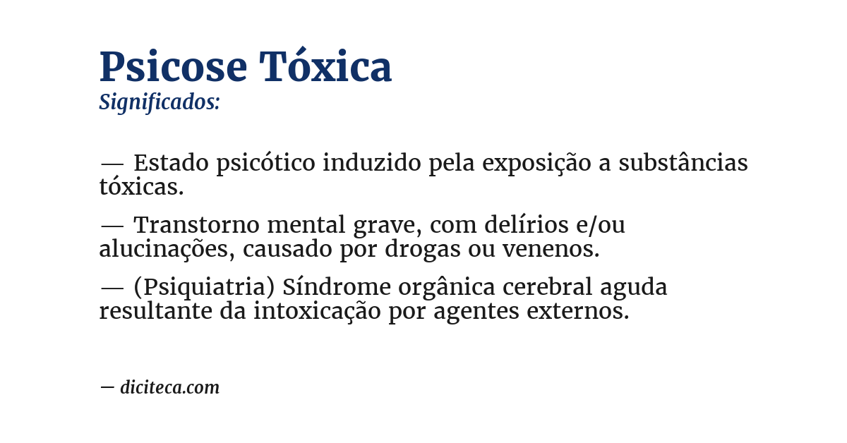 Significado de psicose tóxica
