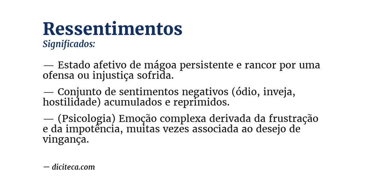 Significado de ressentimentos