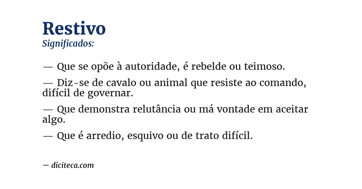 Significado de restivo